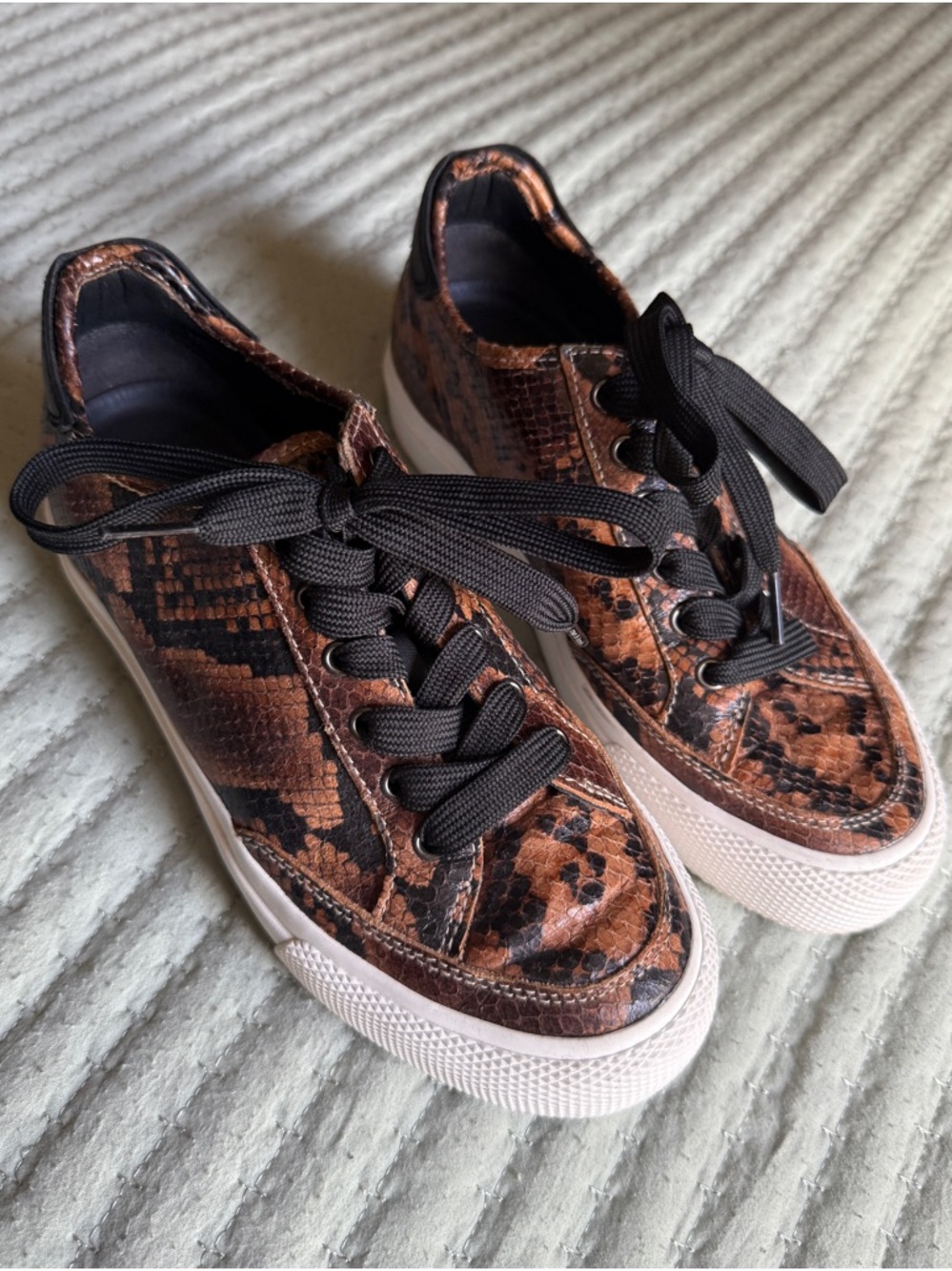 Rag & Bone Brown Snake-Print Low Top Sneakers